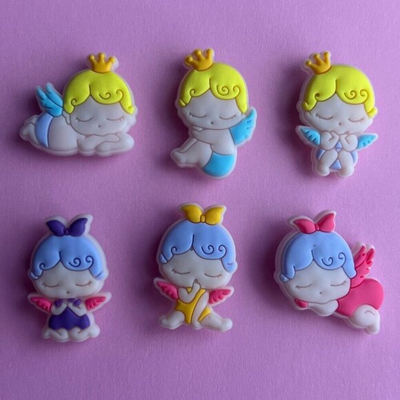 Sleeping Angel Crocs Shoe Charms Set of 6 - jibbitz Charms - Picture 1 of 6